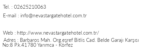 Neva Stargate Hotel & Spa telefon numaralar, faks, e-mail, posta adresi ve iletiim bilgileri